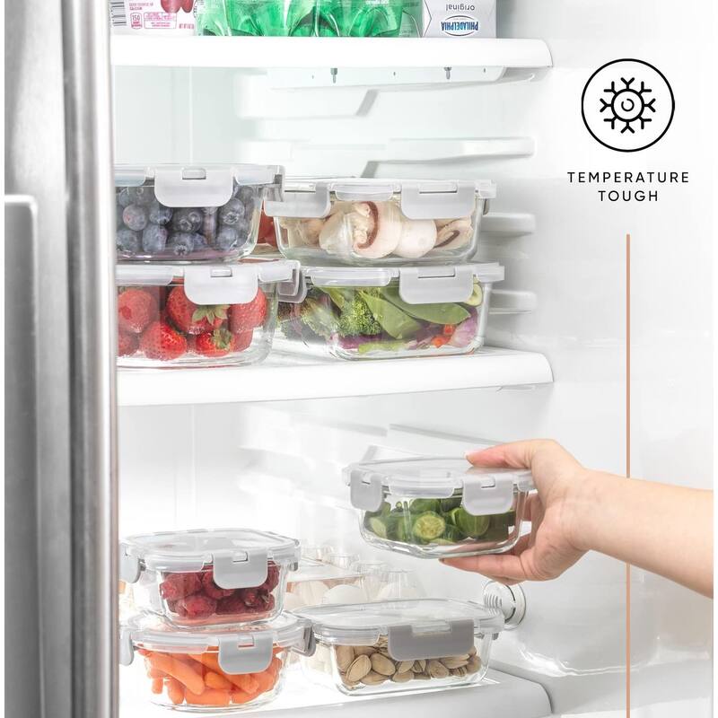 24pc Borosilicate Glass Storage Containers with Lids. 12 Airtight, Freezer Safe Food Storage Containers