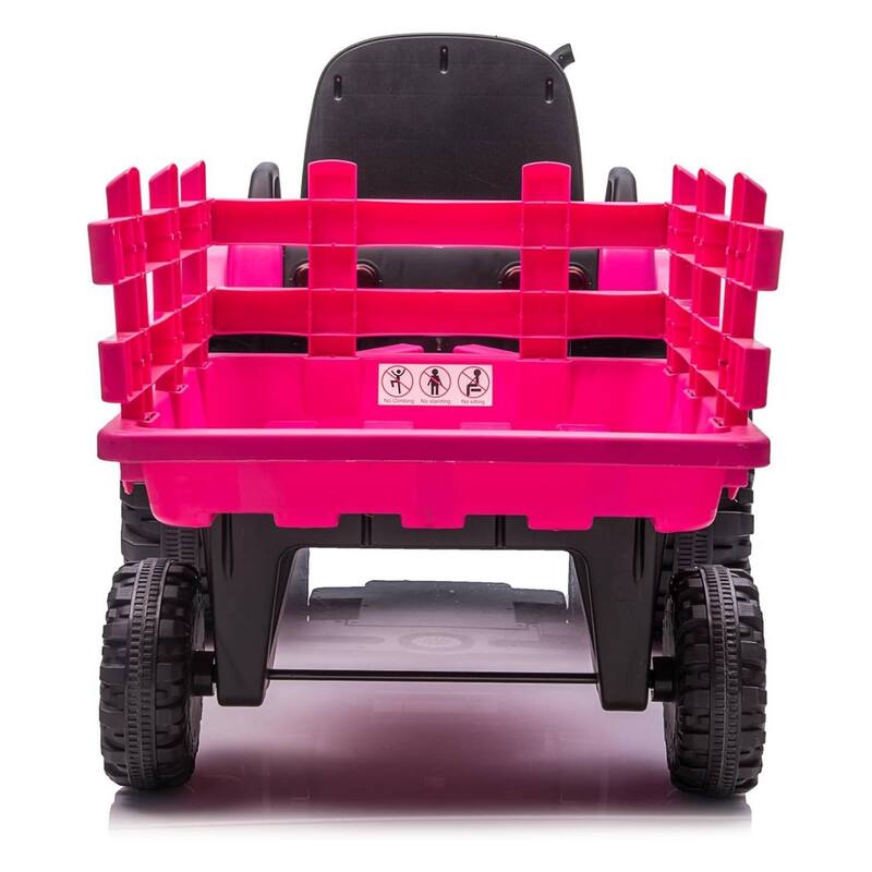 12V Electric Kids Ride On Tractor with Trailer for Boys & Girls Ages 3-6, Red