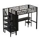 preview thumbnail 4 of 22, Twin Size Loft Bed with Wardrobe and Storage Staircase, Metal Loft Bedframe with Bulit-in Desk and Storage Shelf