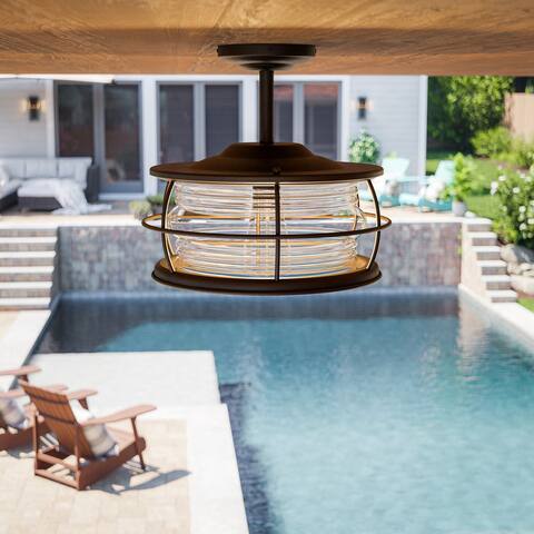 Ray Blackened Gilded Copper Finish 1 Lt Conv Semi Flush