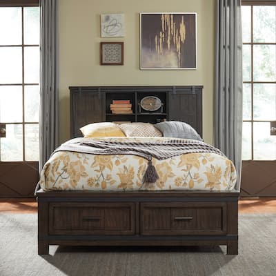 Thornwood Hills Rock Beaten Gray with Saw Cuts King Bookcase Bed