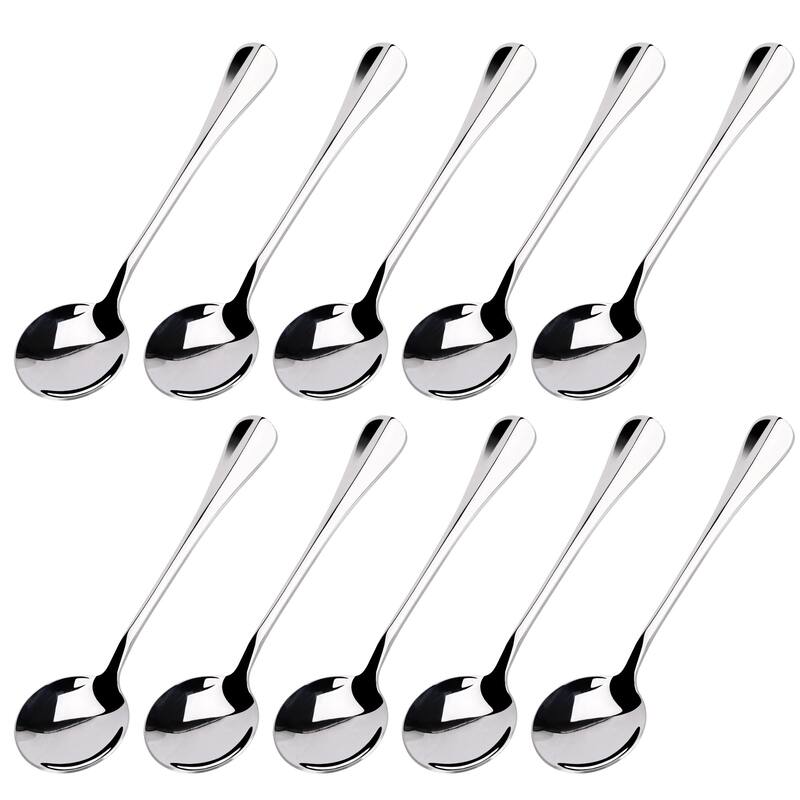 Stainless Steel Cooking Porridge Rice Soup Spoon 13cm Long 10pcs - Silver - 5.1" x 1.4" x 0.12"(L*W*T)