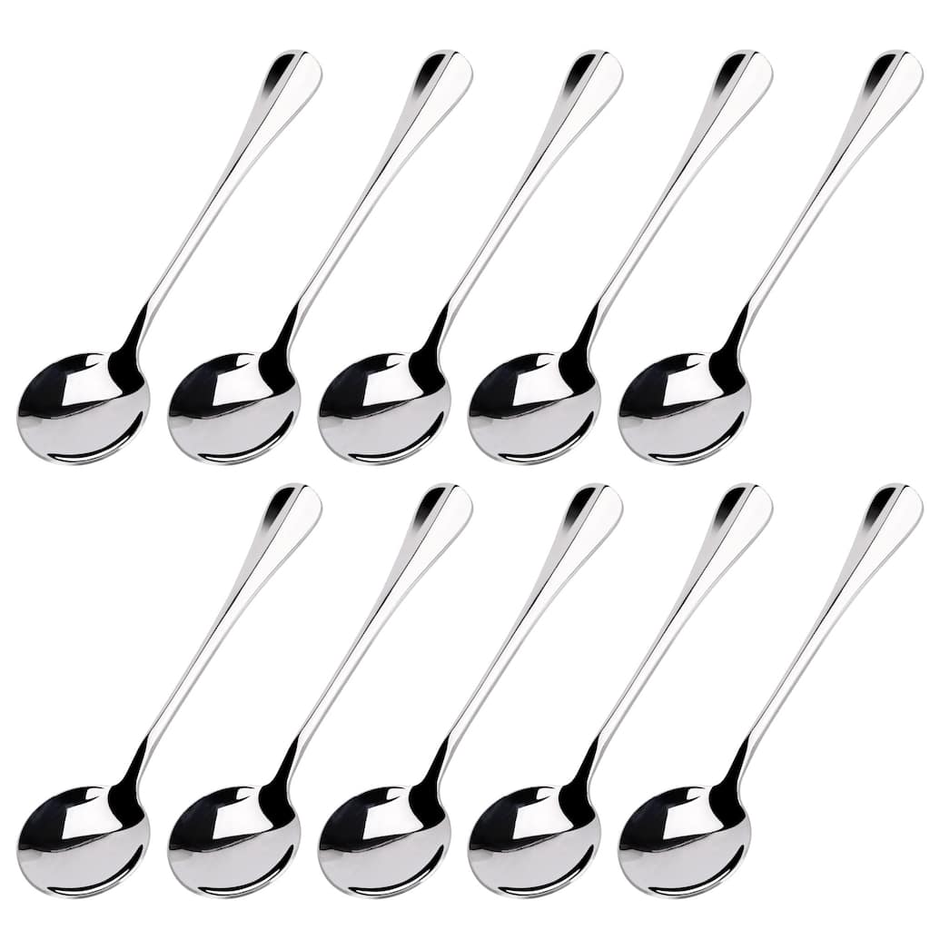 Stainless Steel Cooking Porridge Rice Soup Spoon 13cm Long 10pcs - Silver - 5.1" x 1.4" x 0.12"(L*W*T)