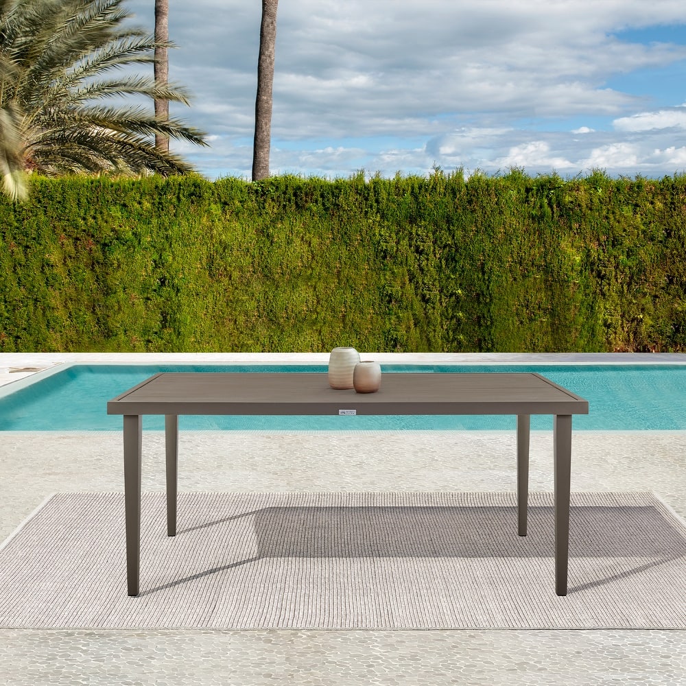 Silvana Gray Aluminum 71" Outdoor Patio Dining Table with Slat Top