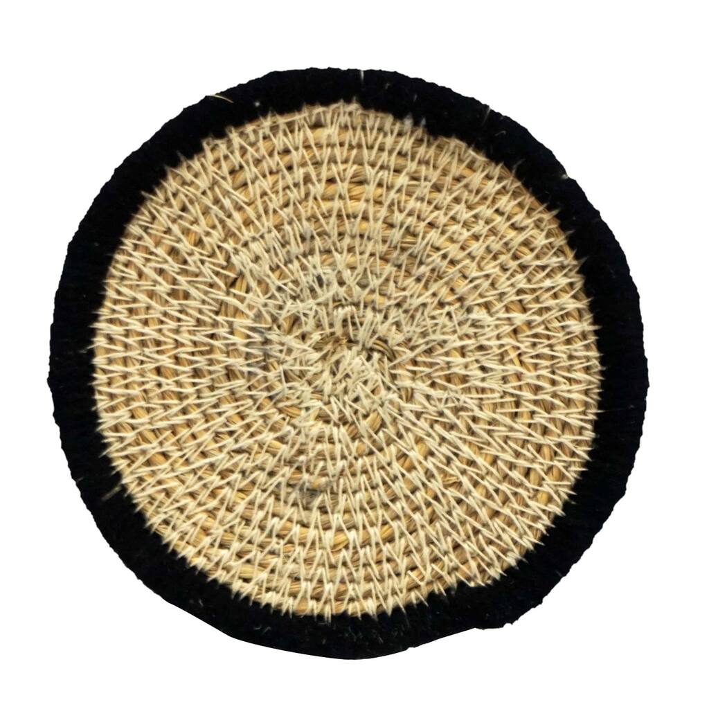 Set of 4 Seagrass Coasters Black -A - Egg & Black