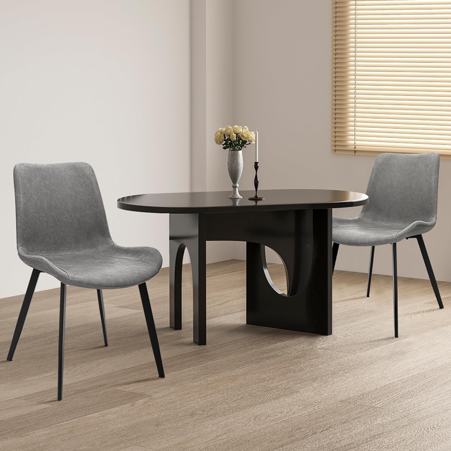 CangLong undefinedFaux Leather Dining Chairs PU Cushion Seat Back