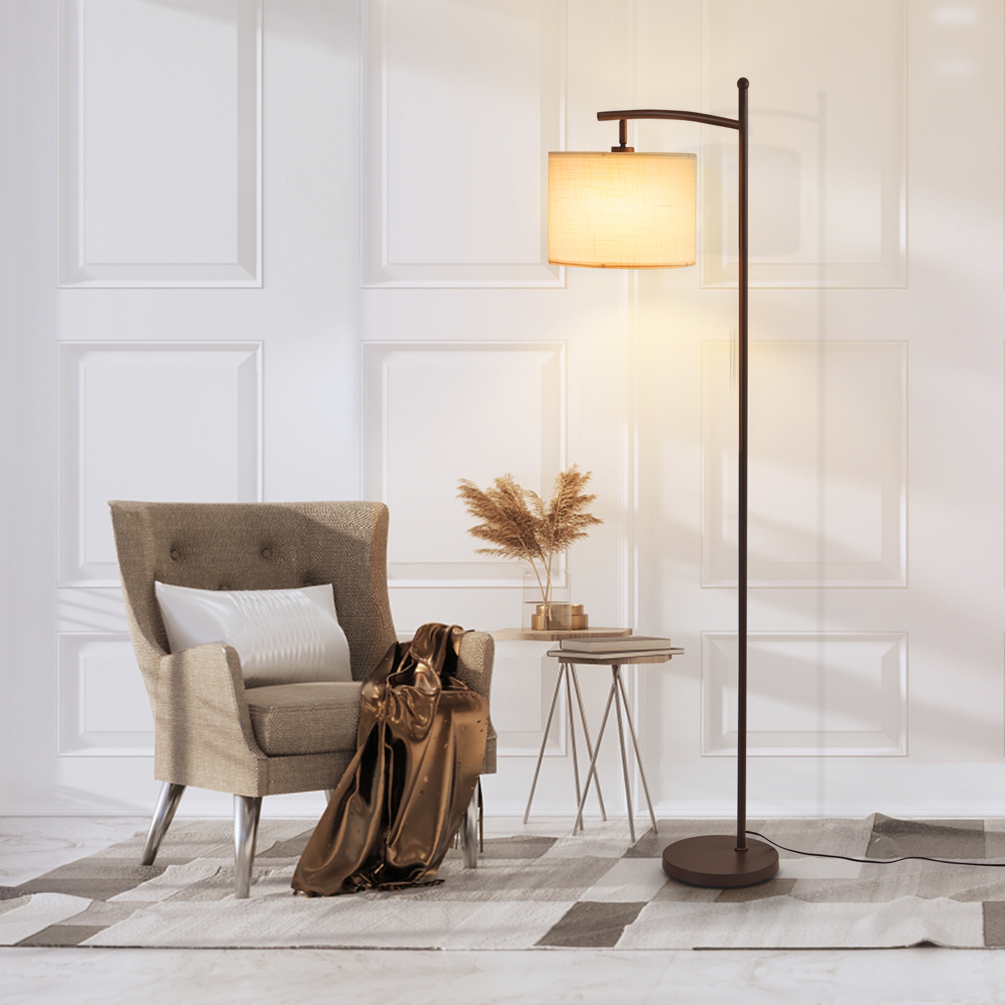 Dimmable floor sales lamp with shelves