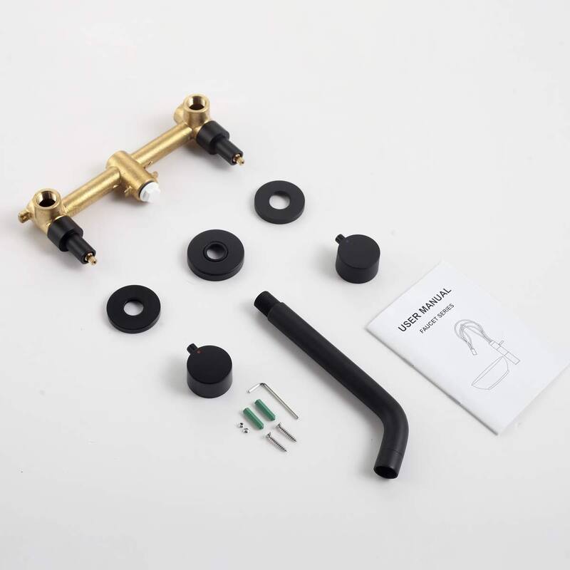 8 in W*8.23 D Solid Brass 2-Handle Wall Mounted Bathroom Sink Faucet
