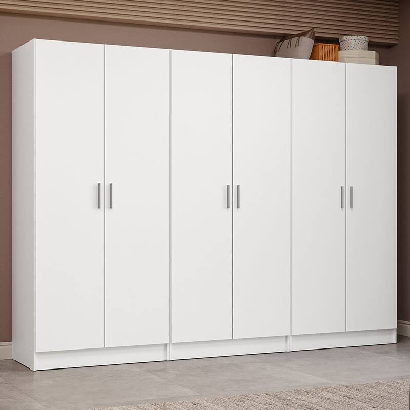 Madesa 6 Doors Storage Cabinet with Ample Shelves Space 94"L Utility Armoire Closet Entryway and Bedroom Organization Unit - White