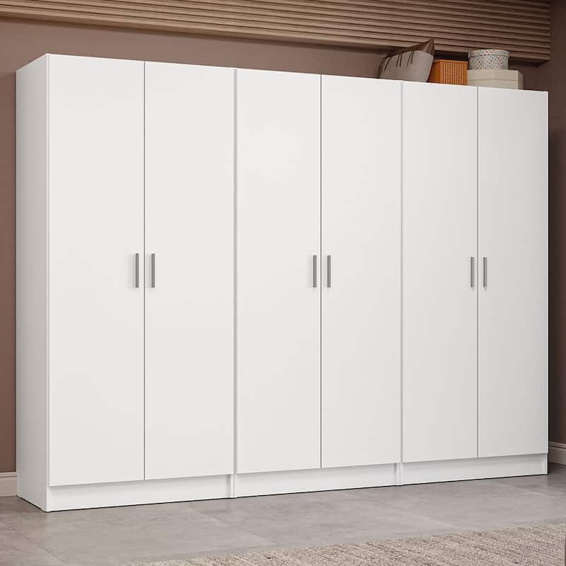 Madesa 6 Doors Storage Cabinet with Ample Shelves Space 94"L Utility Armoire Closet Entryway and Bedroom Organization Unit