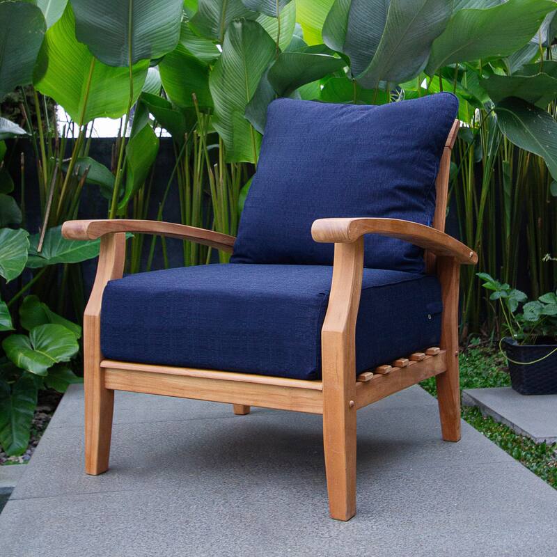 Cambridge Casual Leon 2-piece Teak Patio Club Chair with Ottoman