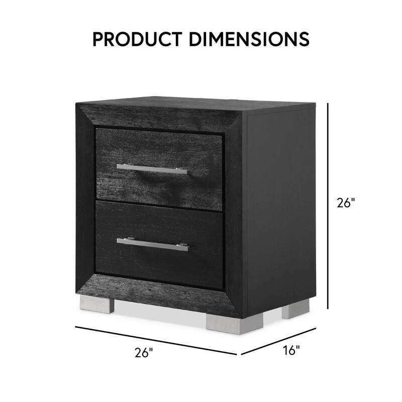 Furniture of America Alaric Modern Black Solid Wood 3-Piece Bedroom Set with 32-inch Makeup Vanity and Nightstand