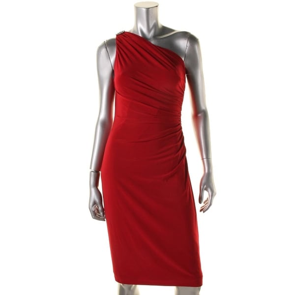 Lauren Ralph Lauren Womens Cocktail Dress Matte Jersey Gathered