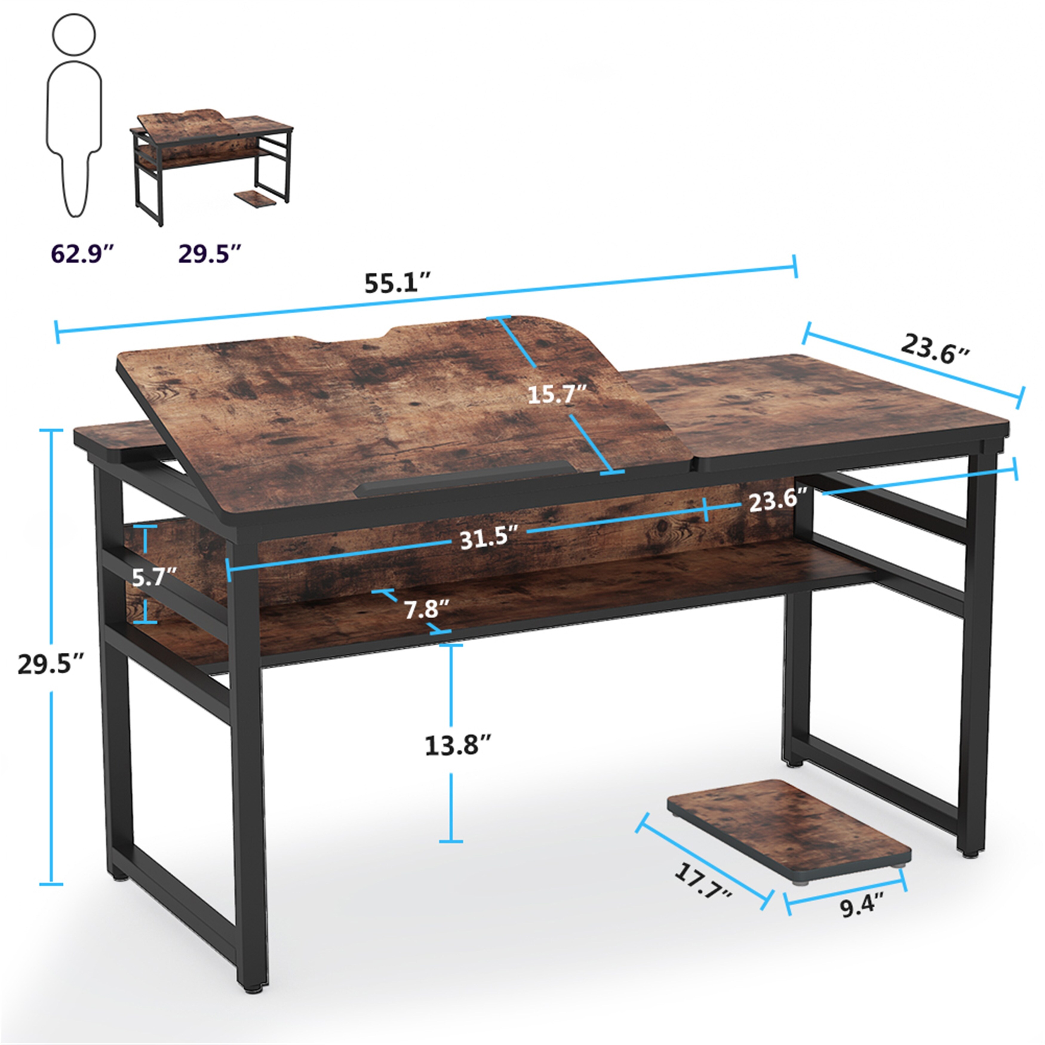 Computer Desk With Storage Shelf Drafting Table Overstock 30387474