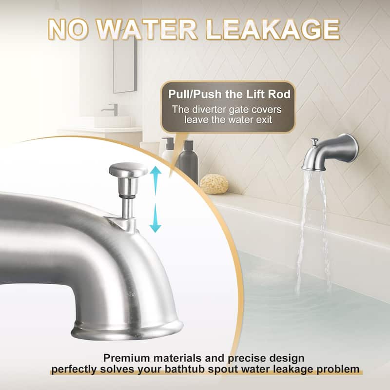 WOWOW Modern Style Bathtub Spout with Integrated Diverter