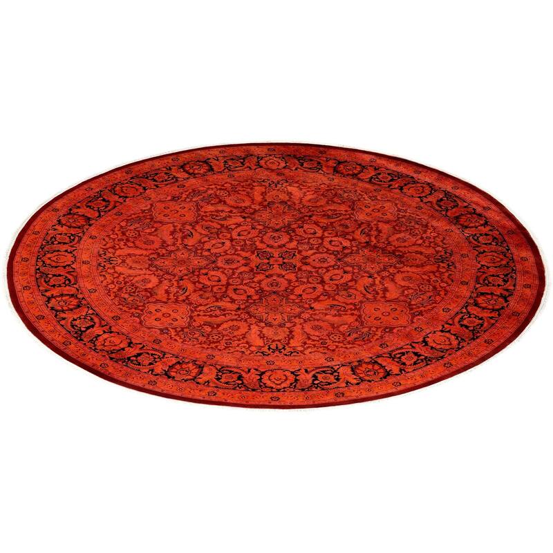 Fine Vibrance, One-of-a-Kind Hand-Knotted Area Rug - Red, 8' 1" x 8' 1" - 8' 1" x 8' 1"