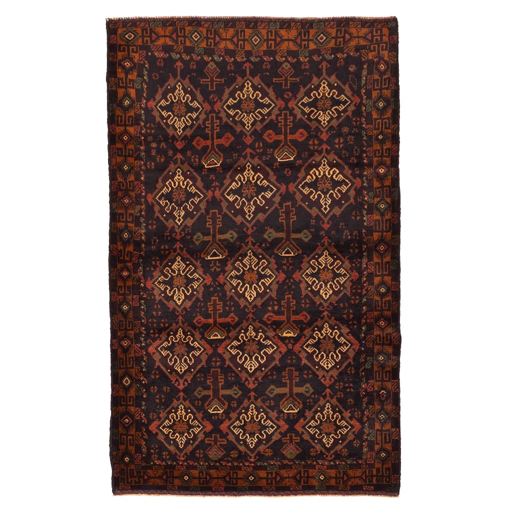 ECARPETGALLERY Hand-knotted Teimani Dark Navy Wool Rug - 4'2 x 6'11