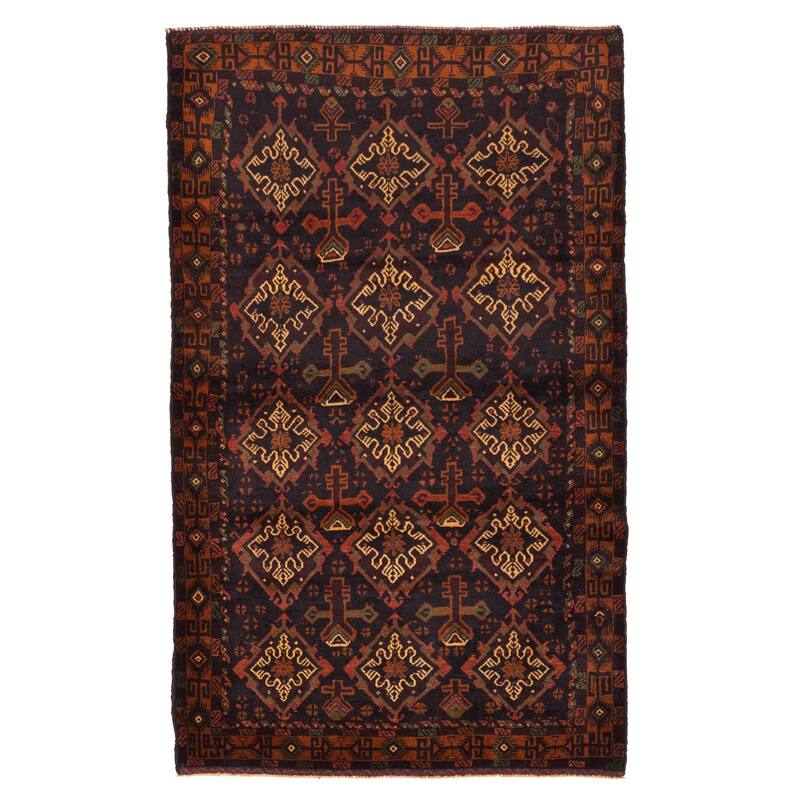 ECARPETGALLERY Hand-knotted Teimani Dark Navy Wool Rug - 4'2 x 6'11