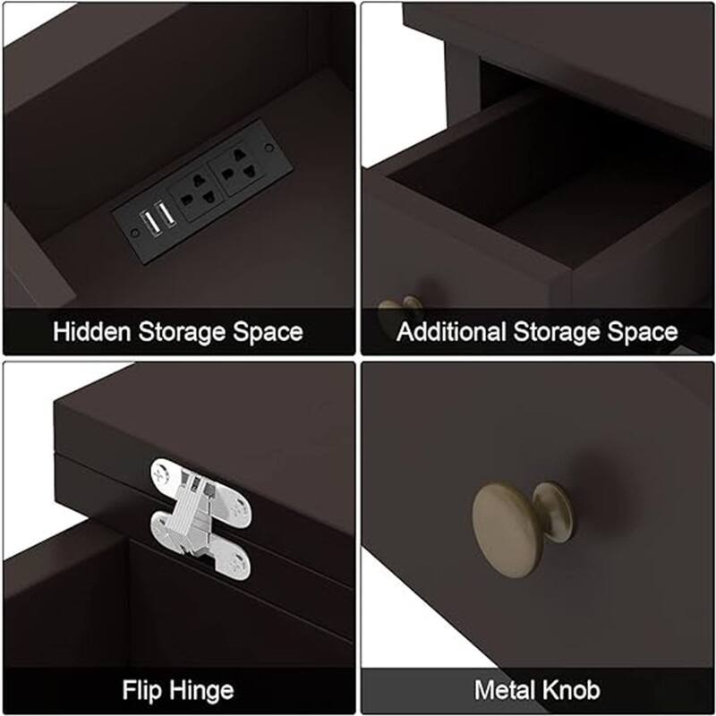 End Table with Flip Top and Charging Station