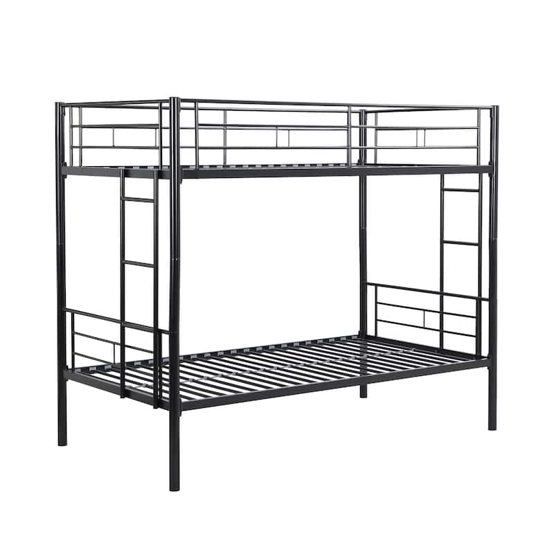 Twin-Over-Twin Metal Bunk Bed with Sturdy Steel Frame and No Box Spring Needed