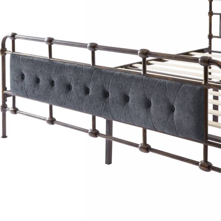 Queen Size Metal Bed with Soft Headboard