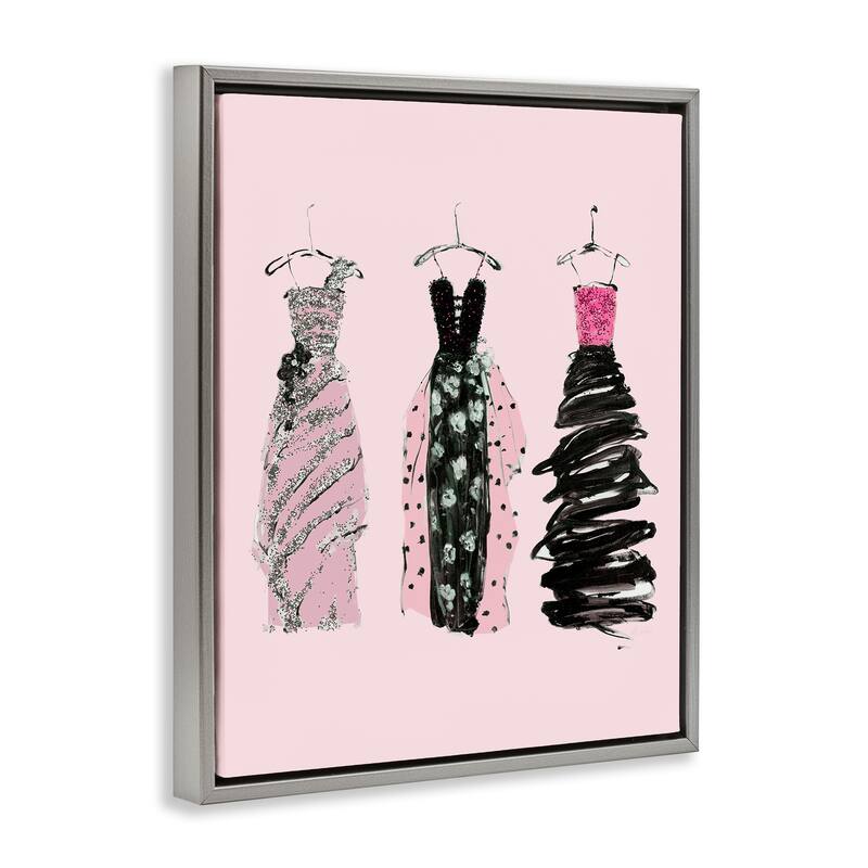 Stupell Abstract Fashion Gowns Framed Floater Canvas Wall Art Design By Sally Swatland