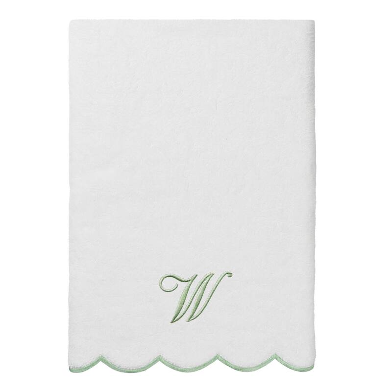Authentic Hotel and Spa 100% Turkish Cotton Green ADORNIA Scallop Personalized 3 Piece Towel Set - 3 Piece Set