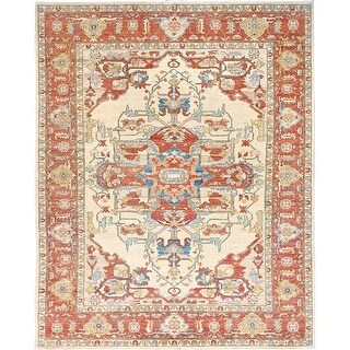 Shahbanu Rugs Cream Color Serapi Medallion Design Fine Afghan Aryana ...