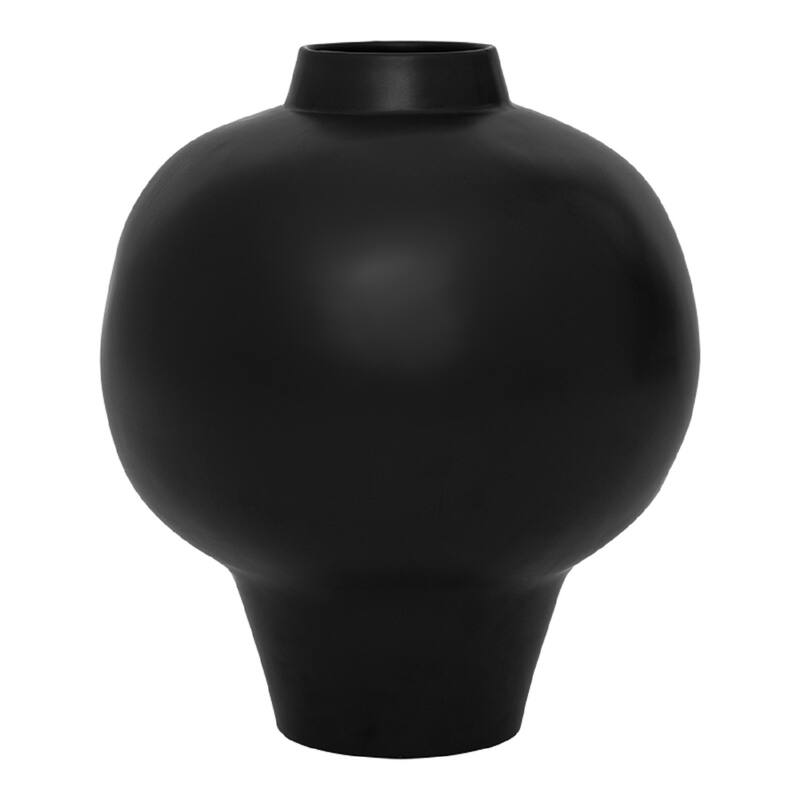 Hand-Crafted Ceramic Vase - 15.75" - Matte Black