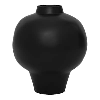 Hand-Crafted Ceramic Vase - 15.75" - Matte Black