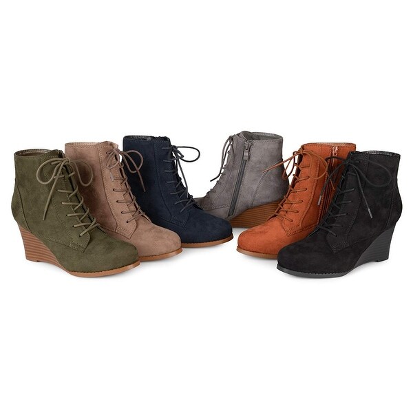 breana faux suede wedge bootie