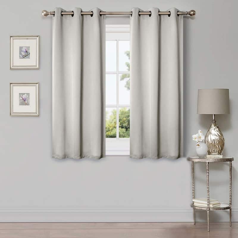 Superior Modern Solid Washable Room Darkening Curtains, Set of 2 Panels - 8PC- 42" x 63" - Chrome