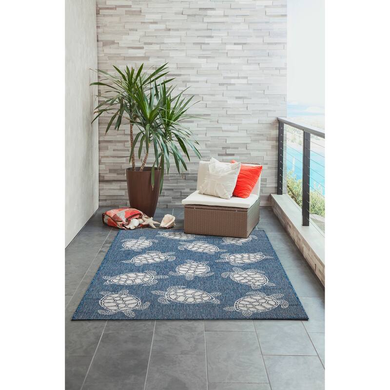 Liora Manne Carmel Collection Sea Turtles Indoor/ Outdoor Area Rug
