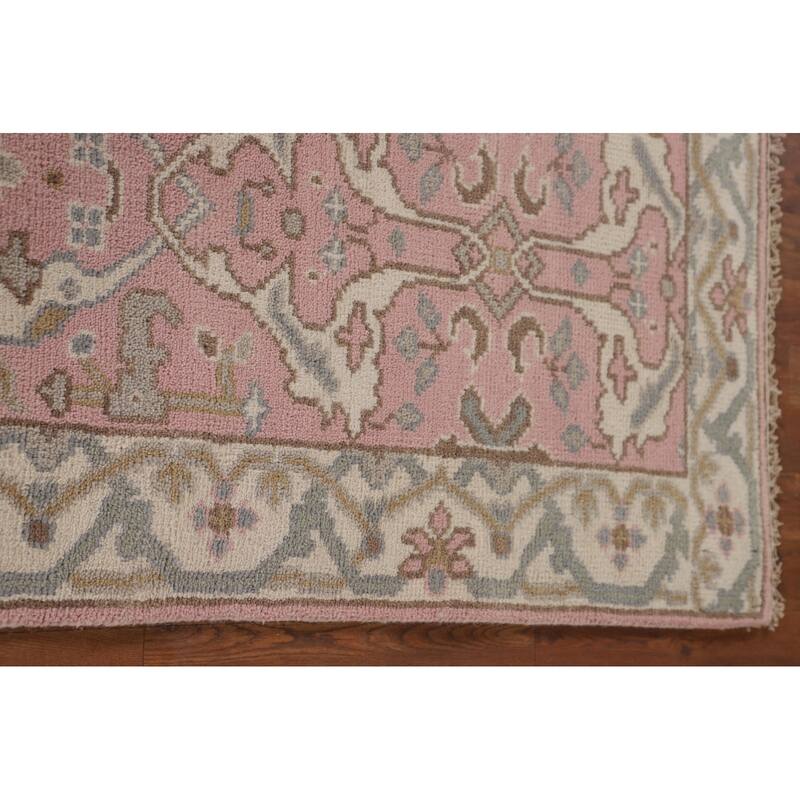 Light Pink Oushak Oriental Runner Rug Handmade Wool Carpet - 2'6"x 9'10"