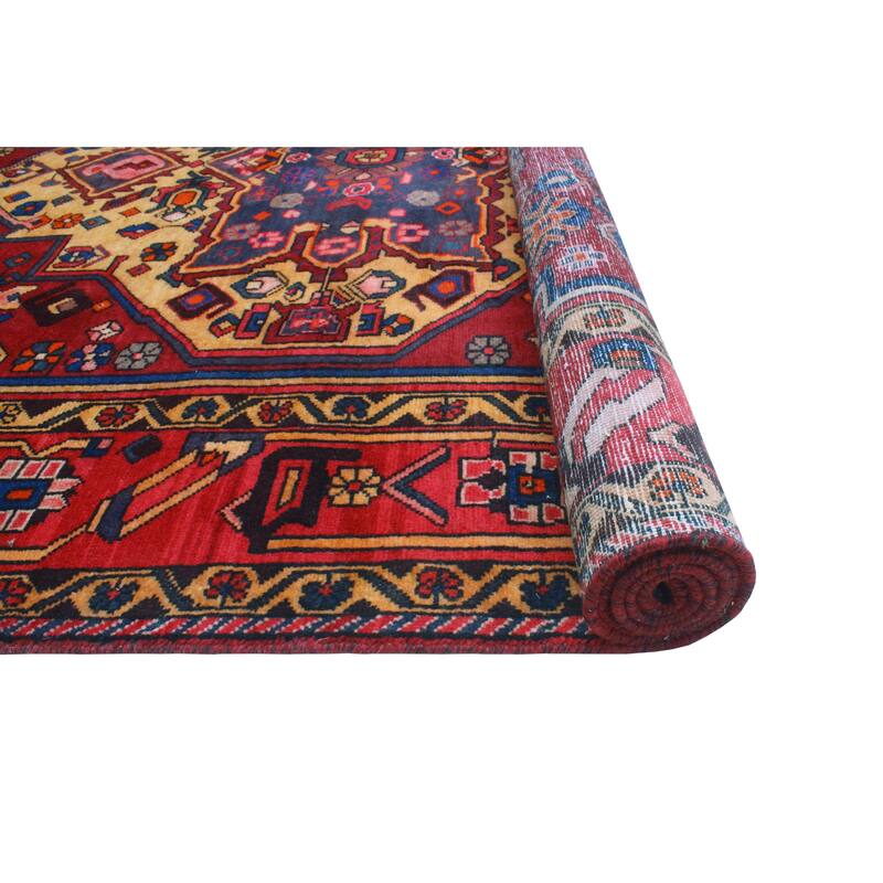 Fine Vintage Bakhtiari Guldana Burgundy/Gold Rug - 6'6" x 9'8"