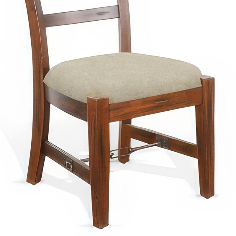 Brown/Beige Fabric Upholstered Wood Frame Dining Chair, (Set of 2), Sturdy Dining Chair for Dining Rooms - 19.5