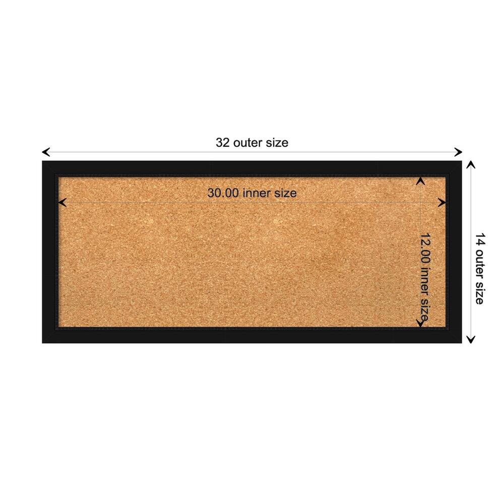 Avon Black Narrow Framed Natural Corkboard Bulletin Board, Organization Board, Pin Board