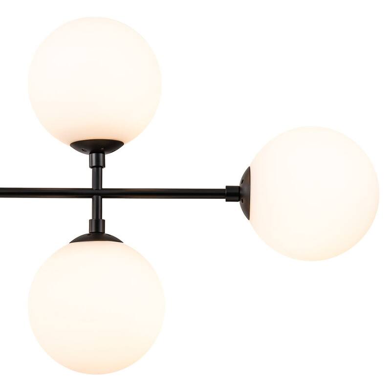 Mid-Century 8-Light Opal Glass Globe Sputnik Island Chandelier