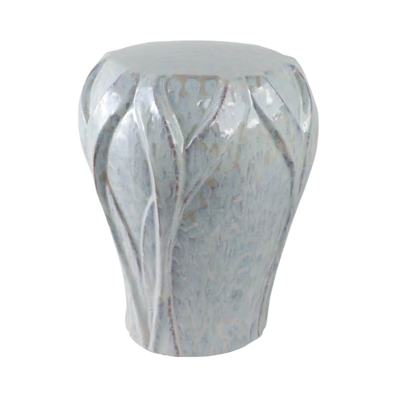 Ceramic Garden Stool Textured Glaze Modern Accent - 18" Ivory