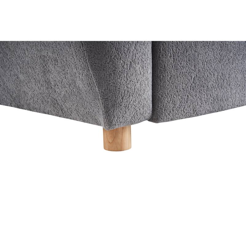 Modern Tufted Chenille Loveseat, Futon Sectional Love Seat Couch, Upholstered Sofa with 2 Pillows & 3 Lumbar Pillows