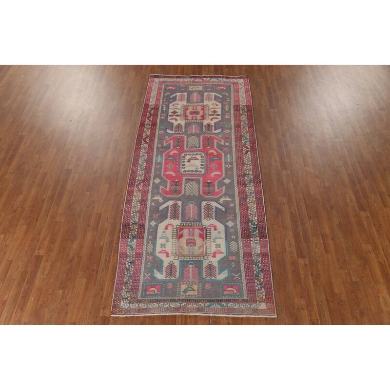 Over-Dyed Meshkin Persian Vintage Runner Rug Handmade Wool Carpet - 4'5" x 10'5"