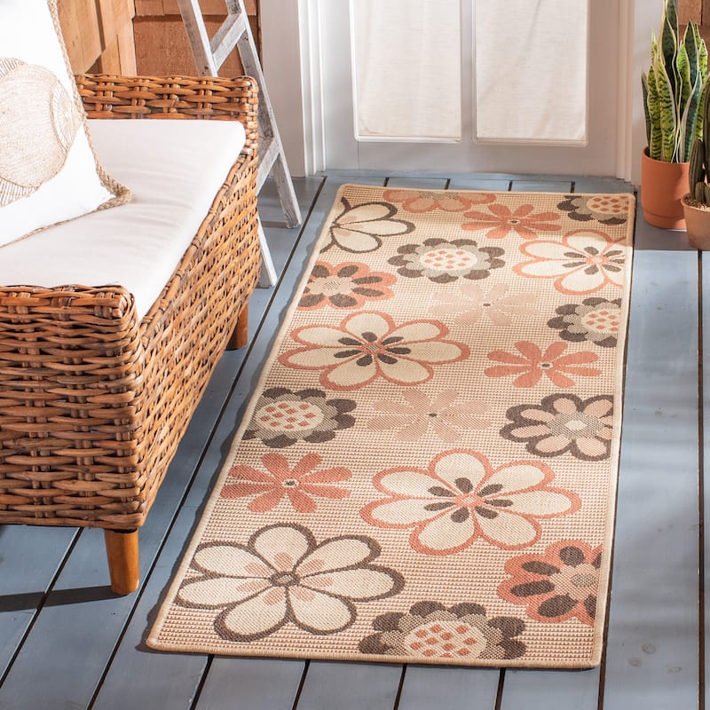 SAFAVIEH Courtyard Grania Indoor/ Outdoor Waterproof Patio Backyard Rug - 2'3" x 6'7" Runner - Natural Brown/Terracotta