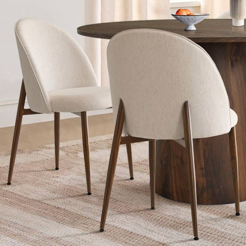 Modern Dining Set with Walnut Look Table and Upholstered Chairs for 4
