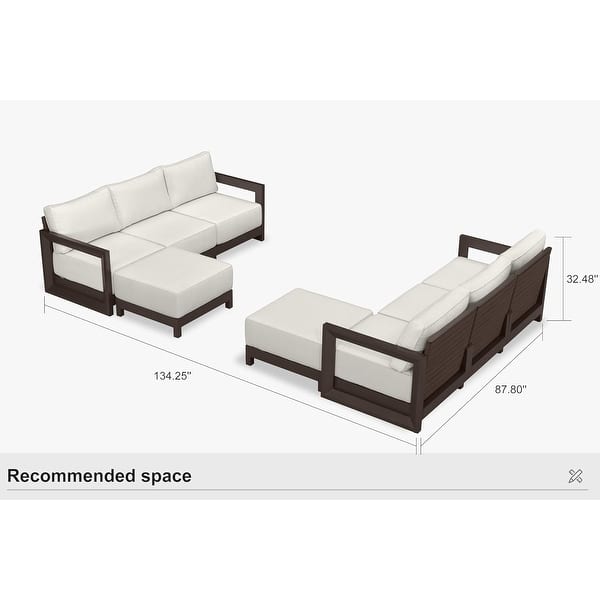 dimension image slide 4 of 8, PURPLE LEAF Caesar L-Shaped White Outdoor Couch with 9.6" Thick for Yard Porch Deck Patio Conversation Sets