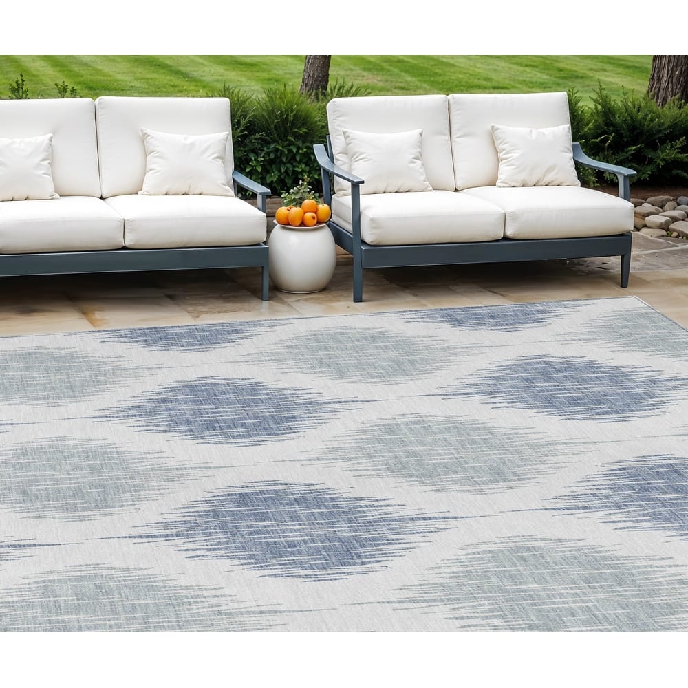 HomeRoots Ikat Transitional Rectangle Outdoor Rug