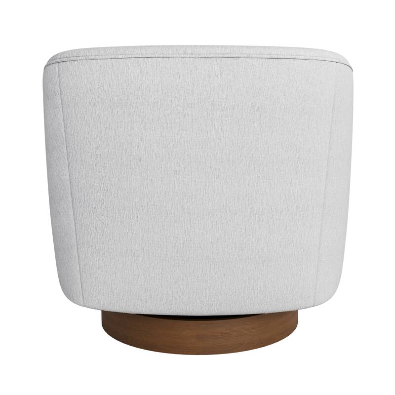 Modern Upholstered Swivel Barrel Accent Chair with Solid Wood Base, Arm Chair for Living Room