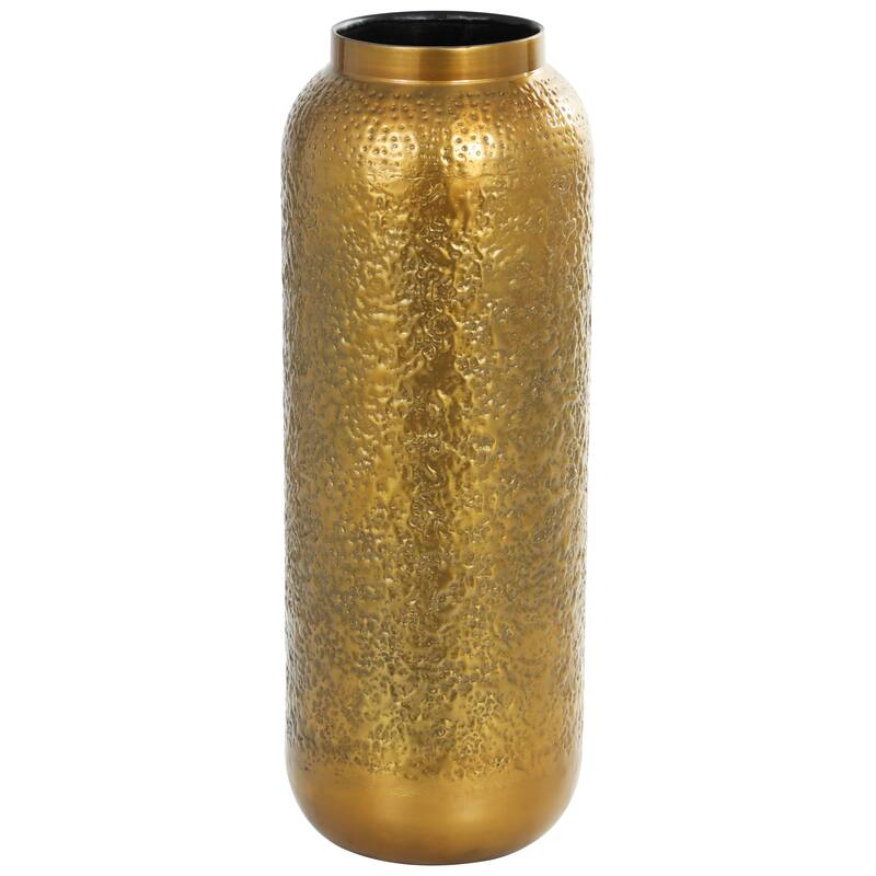 Gold Metal Textured Hammered Vase