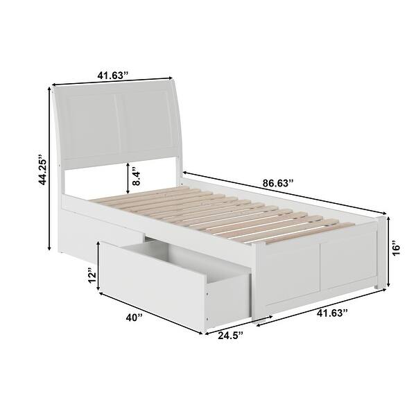 dimension image slide 1 of 8, Portland Platform Bed with Footboard and Storage Drawers