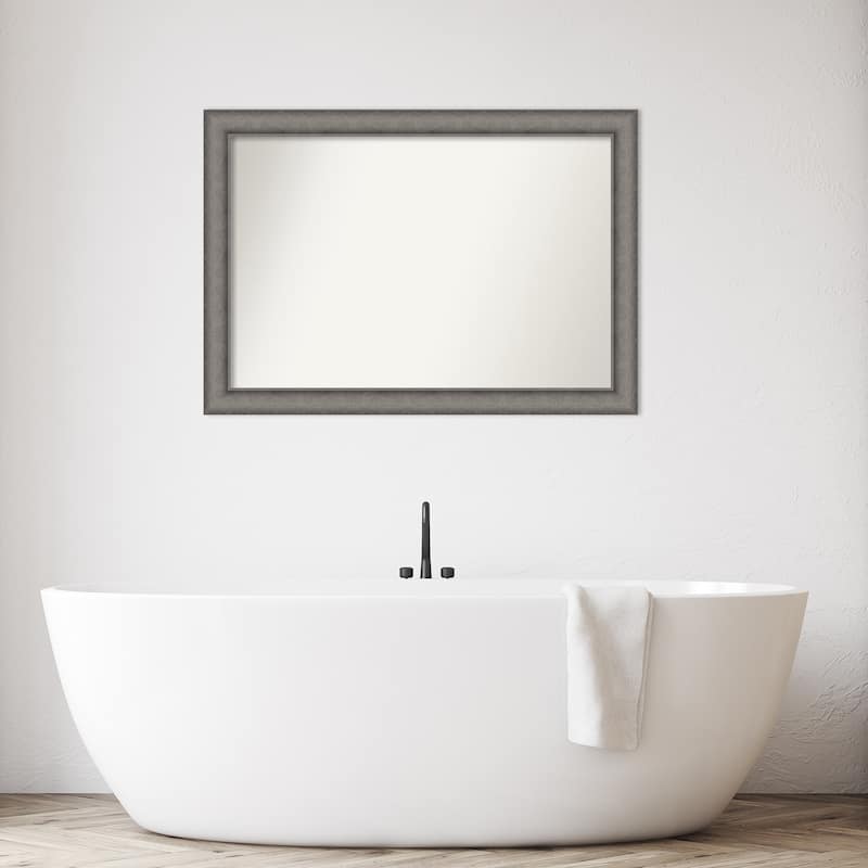 Burnished Concrete Non-Beveled Wood Framed Bathroom Vanity Wall Mirror - Burnished Concrete