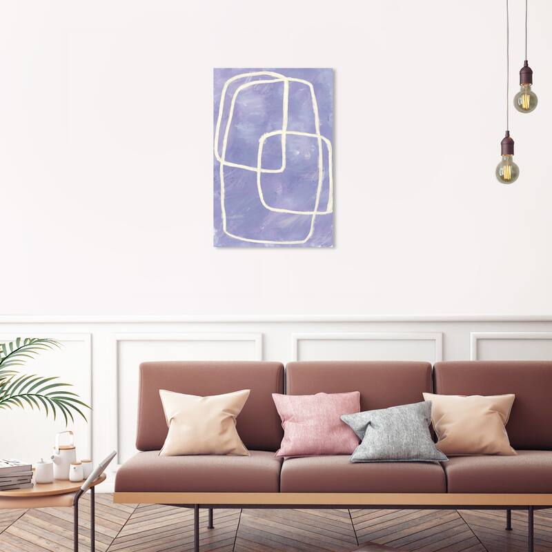 Wynwood Studio Canvas Abstract Intersect Squares Purple and Light Purple Modern & Contemporary Wall Art Canvas Print - 30 x 20